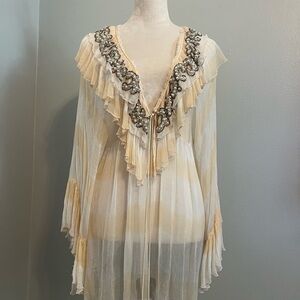 Boston Proper Sheer Multi-Color Blouse